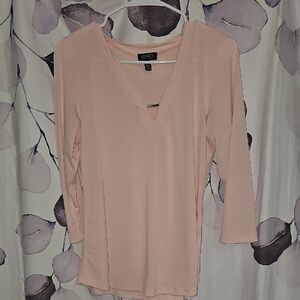 Jones New York Women's Pink V-Neck Top